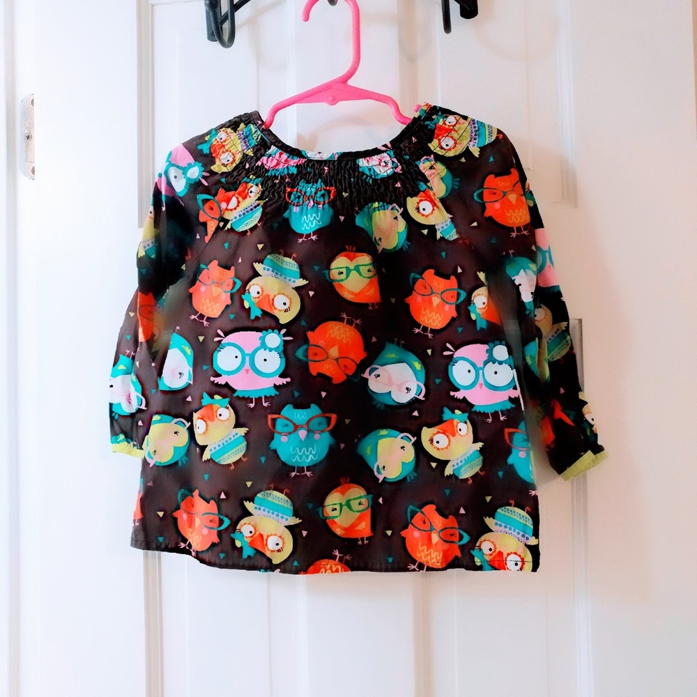 🍁 2T Brown Long Sleeve Owl Top